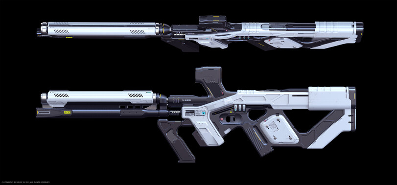 ﻿C COPYRIGHT 8Y BRUCE YU 2021. ALL RIGHTS RESERVEO,Bruce Yu,Sci-Fi,art,арт,guns,weapon,длиннопост