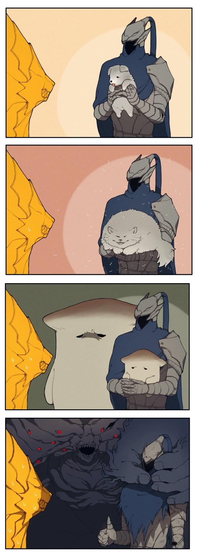 Dark Souls,фэндомы,Artorias The Abysswalker,DS персонажи,Alvina,Mushroom Parent,Mushroom Child,Manus Father of the Abyss,Ornstein,Great Grey Wolf Sif,Смешные комиксы,веб-комиксы с юмором и их переводы,DS комиксы,artist,DoNar0217
