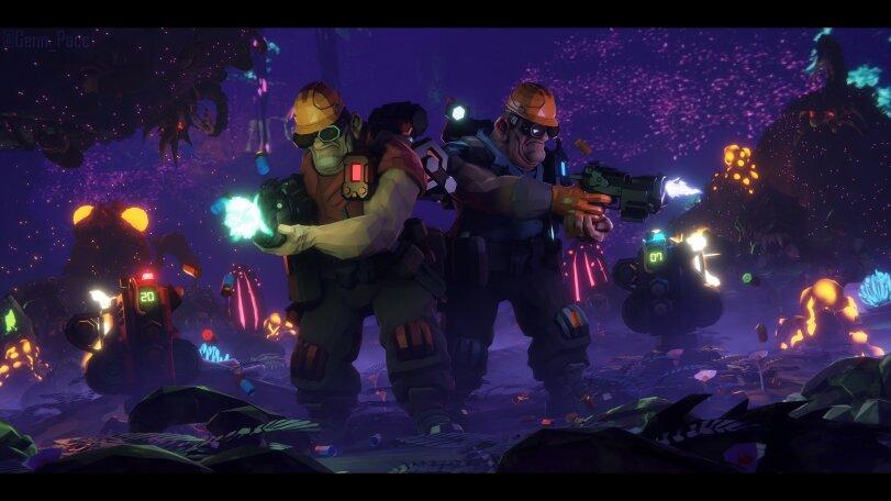 Deep Rock Galactic,Игры,blender,Gunner (DRG),Стрелок,Engineer (DRG),Инженер,Heavy (TF2),Team Fortress 2,Team Fortress,Engineer (TF2),crossover,Scout (DRG),Разведчик,Sniper (TF2),Кликабельно