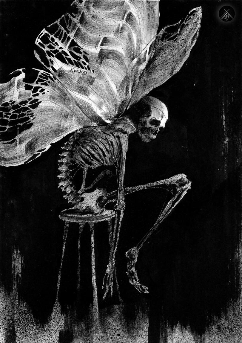 Dmitry Khramtsov,Мрачные картинки,art,арт,skeleton,monochrome,Dmitry Khramtsov,dark pictures,art,,monochrome