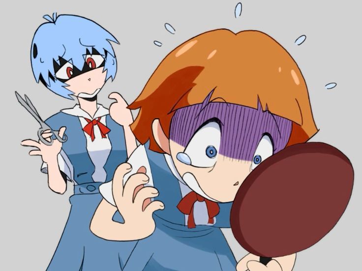 Evangelion,Евангелион, Neon Genesis Evangelion, EVA,Anime,Аниме,фэндомы,art,арт,Asuka Langley,Аска, Asuka, Asuka Langley Soryu, Аска Лэнгли Сорью,Rei Ayanami,Evangelion,Anime,fandoms,art,asuka langley,ayanami rei,стрижка