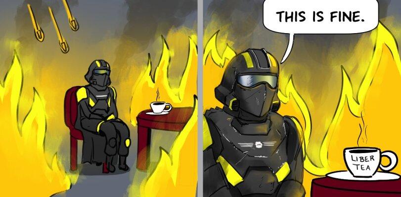 ﻿V3_L 3NU SI SIHJ.,Helldivers 2,Helldivers,Игры,This is fine,Мемы,Мемосы, мемасы, мемосики, мемесы