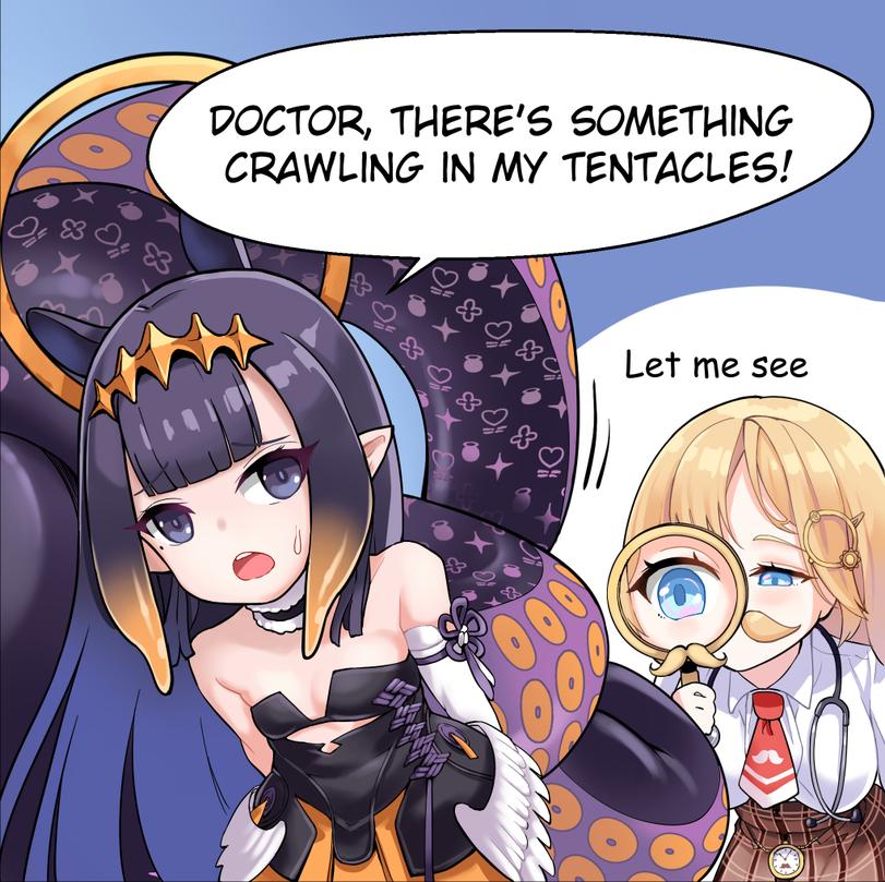 ﻿DOCTOR, THERE'S SOMETHING CRAWLING IN MY TENTACLES/,HmongT,Phandit Thirathon,artist,Смешные комиксы,веб-комиксы с юмором и их переводы,Ninomae Ina'nis,Ниномае Ина'нис, Ина,Watson Amelia,Amelia Watson, Ватсон Амелия, Аме,Gawr Gura,Гавр Гура,читать справа налево,Hololive,Hololive Production,