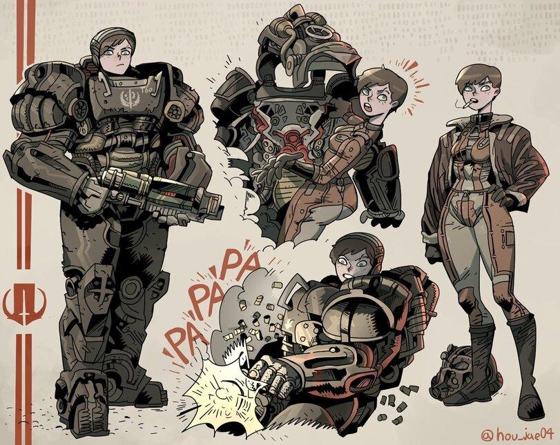 Hou jae 04,artist,Brotherhood Of Steel,Братство Стали, BoS, ,Fallout организации,Fallout,Фоллаут,фэндомы,Power Armor,Fallout art