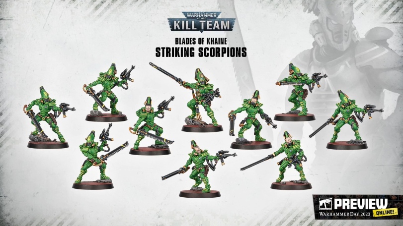 ﻿ilBLADES OF KHAINESTRIKING SCORPIONSWARHAMMERDAY 2023,Kill Team,Wh Games,Wh Other,Warhammer 40000,wh40k, warhammer 40k, ваха, сорокотысячник,фэндомы,Wh News,Miniatures (Wh 40000),Aeldari,Эльдари,Space Marine,Adeptus Astartes,Imperium,Империум,Striking Scorpions,Craftworld Eldar,Эльдар,