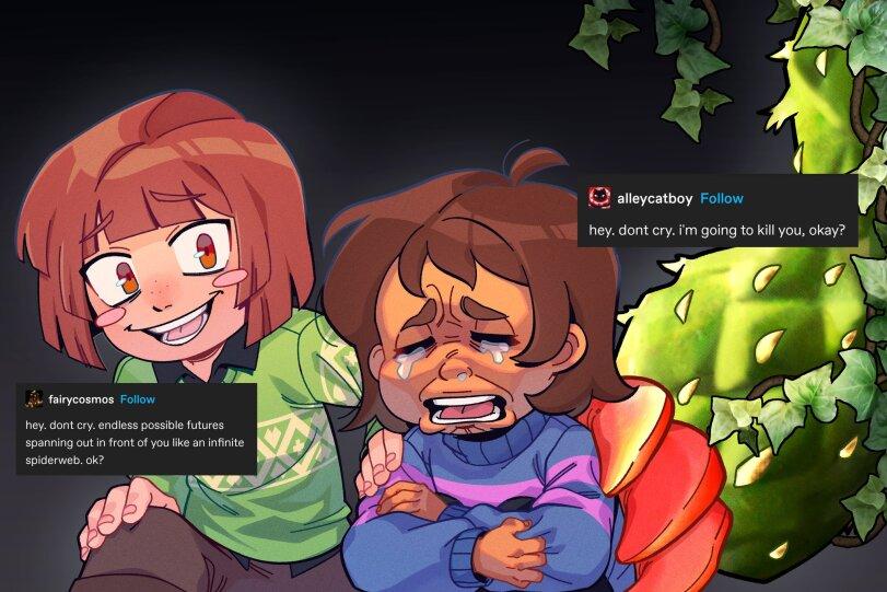 ﻿ hey. dont spanning spiderwe e futures ke an infinite Jtg alleycatboy Follow hey. dont cry. i'm going to kill you, okay?,Licollis,Chara,Undertale персонажи,Undertale,фэндомы,Frisk,Omega Flowey