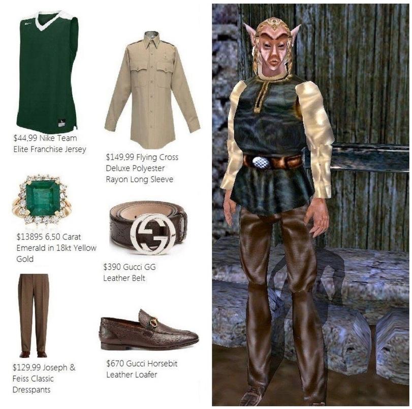 ﻿$13895 6.50 Carat Emerald in 18kt Yellow Gold $129.99 Joseph & Feiss Classic Dresspants $149.99 Flying Cross Deluxe Polyester Rayon Long Sleeve $390 Gucci GG Leather Belt $670 Gucci Horsebit Leather Loafer,Morrowind,The Elder Scrolls,фэндомы,TES Персонажи,фагот,Сейда Нин