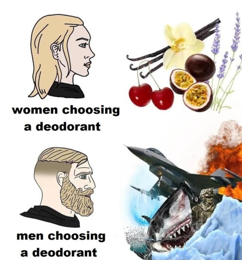 ﻿women choosing a deodorant men choosing a deodorant 4,Nordic Gamer,Yes Chad,Мемы,Мемосы, мемасы, мемосики, мемесы,Приколы для даунов,разное,дезодорант,мужчины,женщины,Nordic Gamer,memes,#jokes for retards,,man,woman,