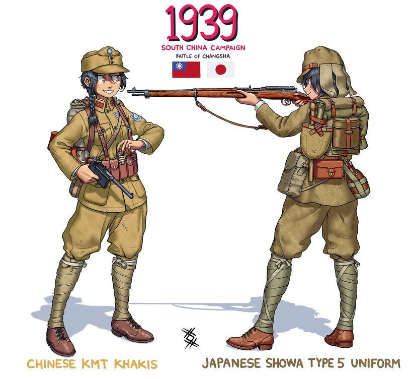 ﻿1939 CHINESE KMT KHAKIS JAPANESE SHOWA TYPE 5 UNIFORM,OstwindProjekt,милитари,девушки в форме,WW2,military art,Кликабельно,Военные тян,девушки с оружием,EastWind,Hero_Of_Groznyi,artist,оружие