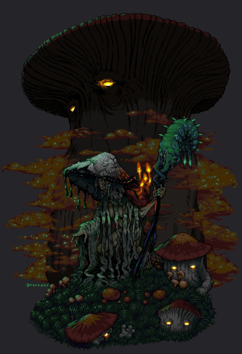 Pixel Art,Пиксель Арт, Пиксель-Арт,Dark Souls,фэндомы,DS art,The Fungal Witch,Mushroom Parent,DS персонажи,Mushroom Child,Hagrocyla