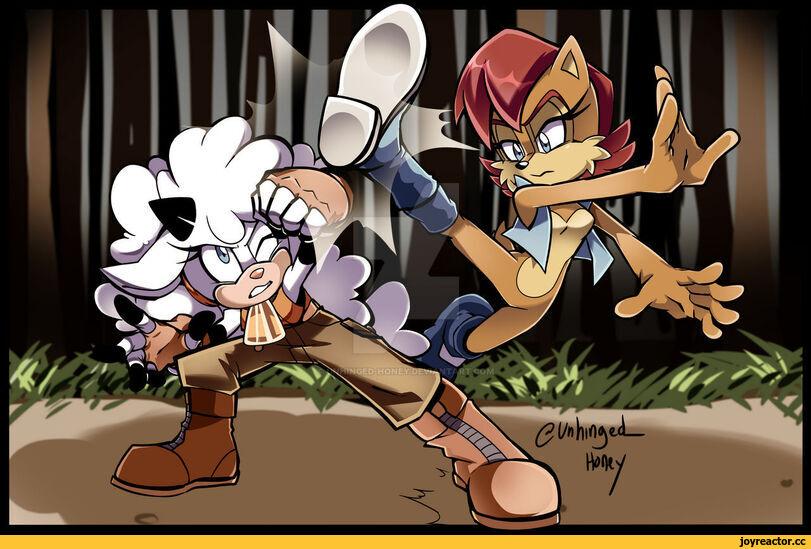 Sonic,соник, Sonic the hedgehog, ,фэндомы,Sally Acorn,Салли Акорн,StH Персонажи,Lanolin the Sheep,Овечка Ланолин,Unhinged-Honey,StH art