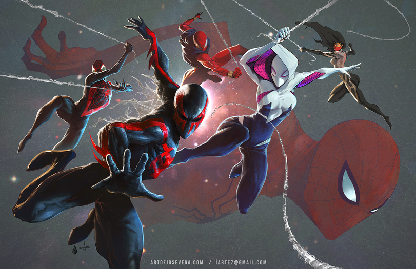 Spider-Man,Человек-паук, Дрюжелюбный сосед, Спайди, Питер Паркер,Marvel,Вселенная Марвел,фэндомы,Silk (Marvel),Шелк, Синди Мун,Scarlet Spider,Алый Паук, Человек-паук, Бен Рейли, Каин,Miles Morales,Человек-паук, Майлз Моралес,artofjosevega,Pertheseus,Spider-Gwen,Spider-Man 2099,Человек-паук 2099,