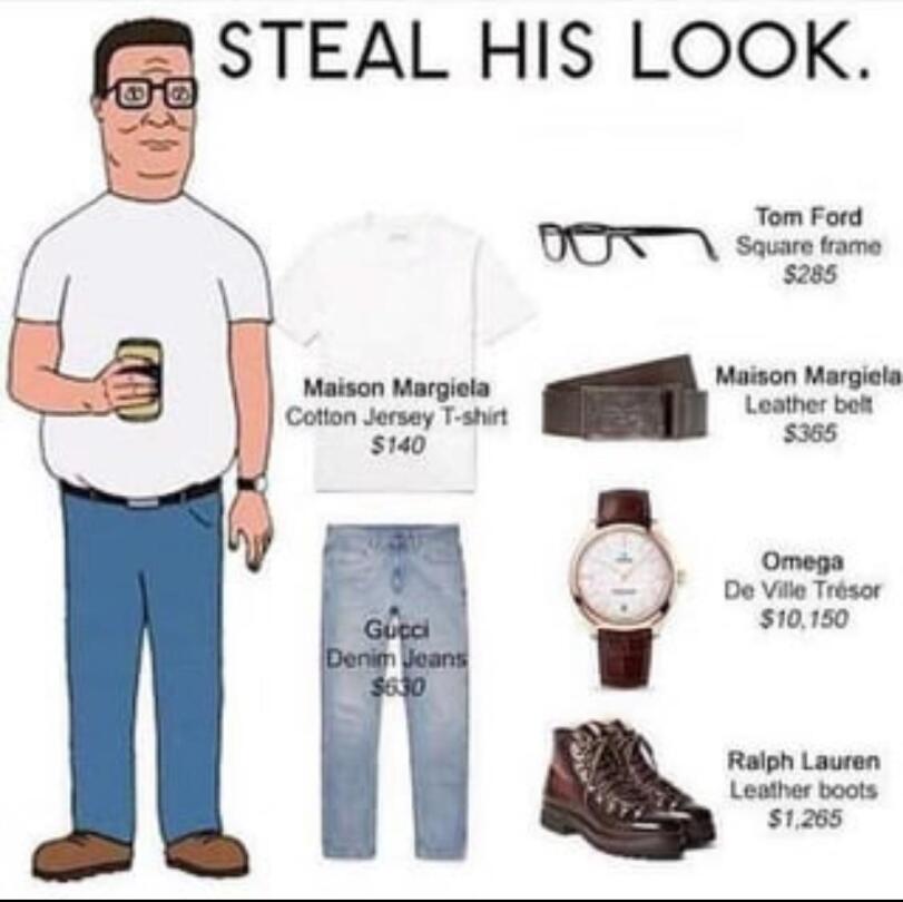 ﻿S STEAL HIS LOOK. U U [ \ Matson Margiola 7—I Colton Jersey T-ilart l J 5140 Is Tom Ford \j\J\ \ Square frame $2$5 Mamón Mergiela Leather bod «65 Omega De Ville Trésor 5 Ю150 % Ralph Lauren Leather boots $1265,Steal his look,King of the Hill,Царь горы,Мультфильмы,Мультсериалы,