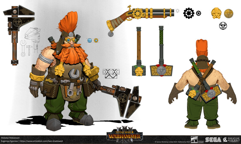﻿WARHAMMER i u\l Malakai Makaisson У vjfir * 5* / : - г ; V * i? ; i ^ Evgeniya Egorova | https://www.artstation.com/two-shadowed CREATIVE ASSEMBLY © Games Workshop Limited 2024. Published by SEGA \ ÆÂ у\ ^ fojt 7Ж\ * жЯ V. \ V я И V \\,Total War Warhammer,FB Games,FB