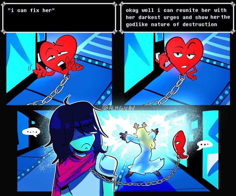 ﻿i can fix herokay well i can reunite her with her darkest urges and show her the godlike nature of destruction,Undertale,фэндомы,Kris (Deltarune),Deltarune персонажи,Deltarune,Noelle Holiday,Undertale комикс,Undertale комиксы,Snowgrave run,без перевода