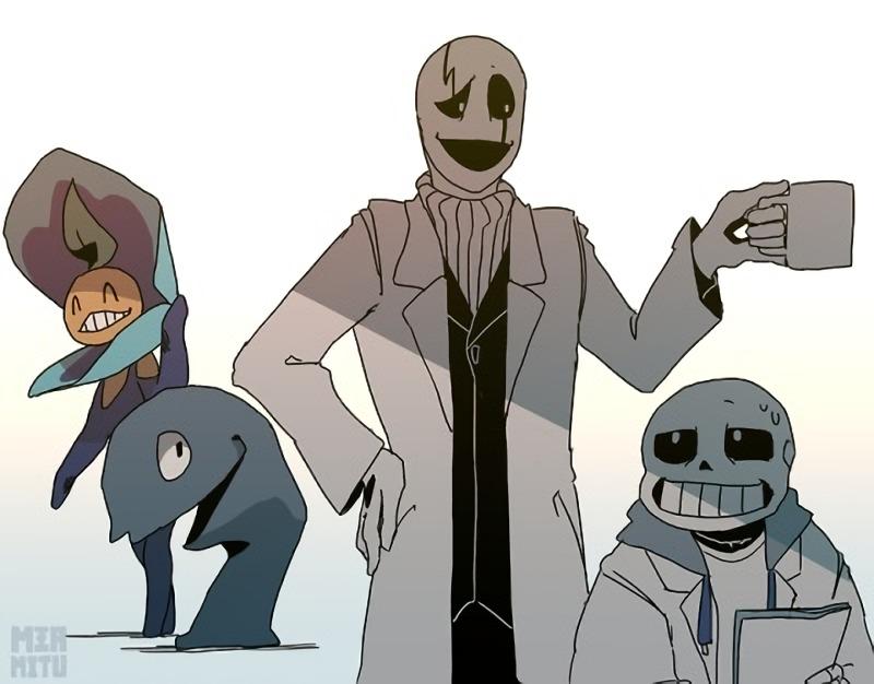 Undertale,фэндомы,Sans,Undertale персонажи,Alphys,W.D. Gaster,Goner Kid,Goner Clam Girl,Gaster Follower 1,Gaster follower 2,Gaster Follower 3
