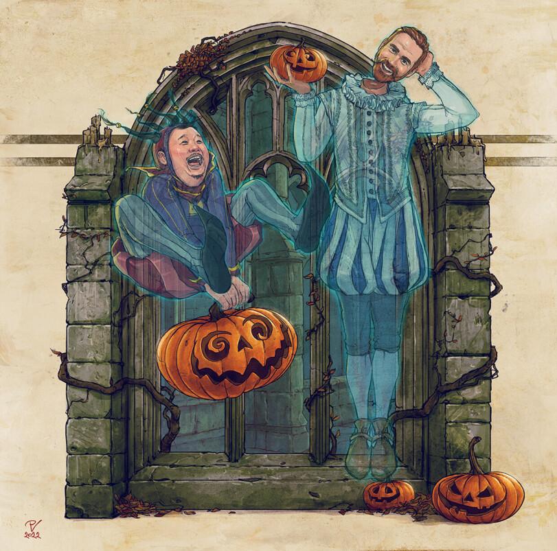 Vladislav Pantic,artist,Гермиона Грейнджер,Поттериана,Рон Уизли,Гарри Поттер,пивз,Почти Безголовый Ник