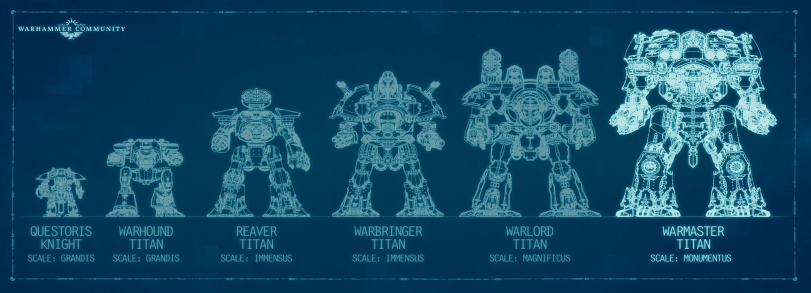 ﻿QUESTORIS WARHOUND KNIGHT TITAN SCALE: GRANDIS SCALE: GRANDIS REAVER TITAN SCALE: IMMENSUS WARBRINGER TITAN SCALE: IMMENSUS WARLORD TITAN SCALE: MAGNIFICUS WARMASTER TITAN SCALE: MONUMENTUS,Warhammer 40000,wh40k, warhammer 40k, ваха, сорокотысячник,фэндомы,Collegia Titanica,Adeptus