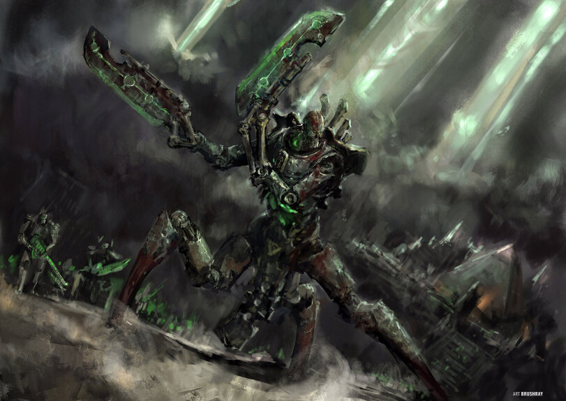 Warhammer 40000,wh40k, warhammer 40k, ваха, сорокотысячник,фэндомы,Necrons,Skopekh Lord,Necron Destroyer,Necron Lord,brushray,artist