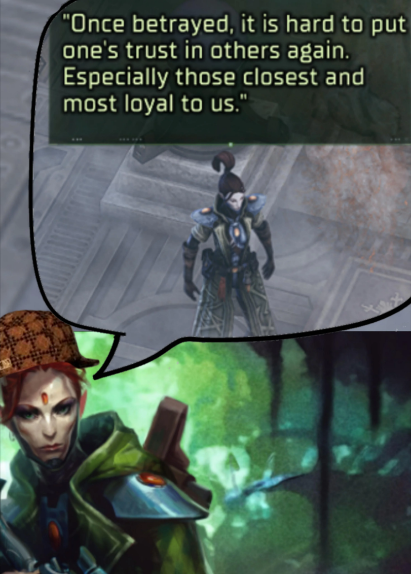 ﻿ "Once betrayed, it is hard to put one's trust in others again. Especially those closest and most loyal to us.”,Warhammer 40000,wh40k, warhammer 40k, ваха, сорокотысячник,фэндомы,Yrliet Lanaevyss,wh humor,Wh Other,Rangers (Wh 40000),Craftworld Eldar,Эльдар, Eldar,