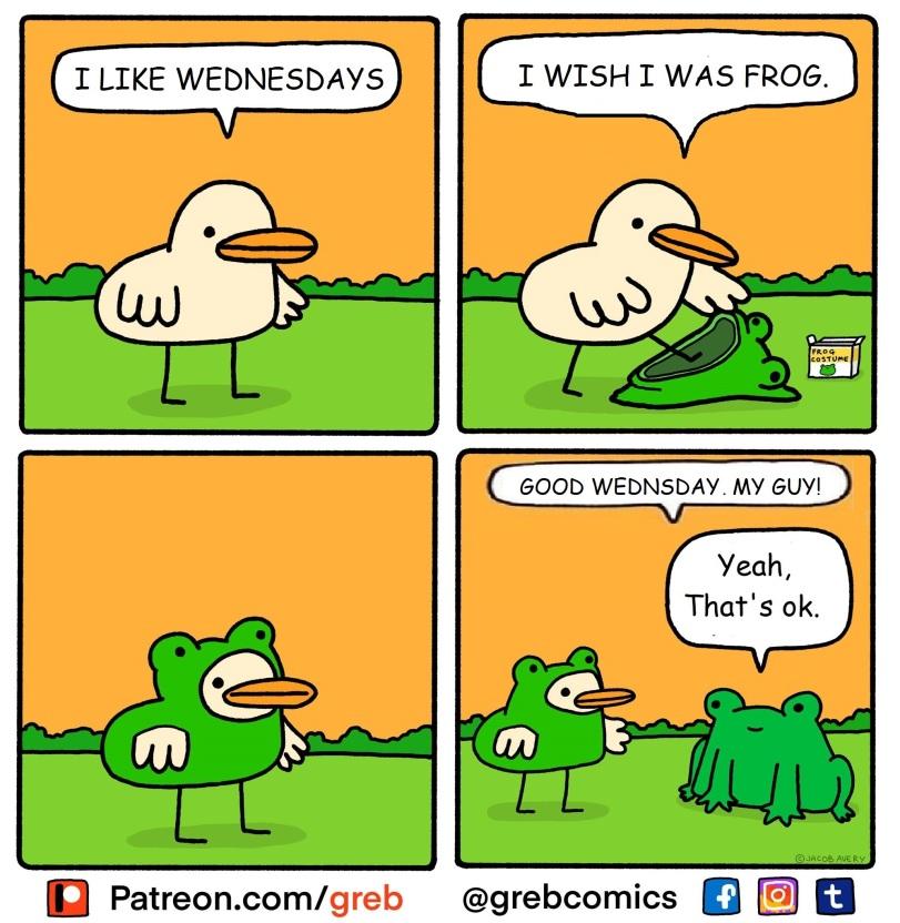 ﻿@grebcom¡cs,it's wednesday my dudes,Смешные комиксы,веб-комиксы с юмором и их переводы,grebcomics,утка,лягушка,без перевода,It is Wednesday My Dudes,comics,grebcomics,ducks,frog