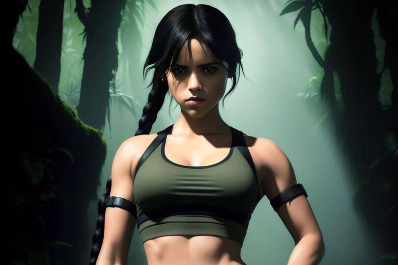 jenna ortega,MidJourney,нейронные сети,Lara Croft,Tomb Raider,Игры