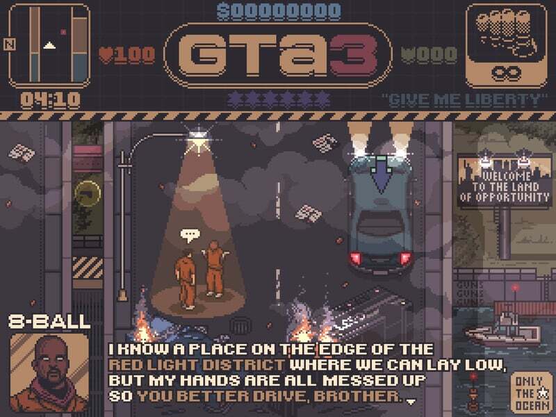 ﻿DULY. THE &J DCEHM OF OPPORTUNITY I KNOW A PLACE ON THßEDGE OF THE RED LIGHT DISTRICT WHERE WE CRH LAY LOW BUT MY HANDS ARE ALL MESSED UP SO YOU BETTER DRIVE. BROTHER T,onlytheocean,Pixel Art,Пиксель Арт, Пиксель-Арт,GTA 3,GTA,Игры,demake,onlytheocean,pixel art,GTA 3,GTA,games,demake