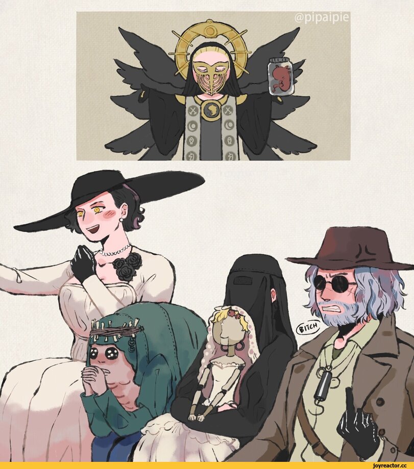pipaipie,Lady Dimitrescu,Resident Evil 8,Resident Evil,Игры,Mother Miranda,Donna Beneviento,Angie (re 8),Karl Heisenberg,Salvatore Moreau,Ethan Winters,Итан Уинтерс,Resident Evil Персонажи,gaijin 4koma,Мемы,Мемосы, мемасы, мемосики, мемесы