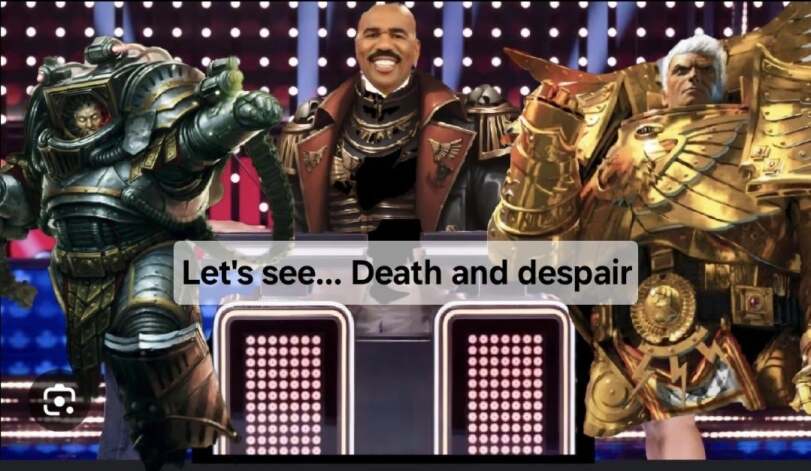 ﻿Let's see... Death and despair,wh humor,Wh Other,Warhammer 40000,wh40k, warhammer 40k, ваха, сорокотысячник,фэндомы,Family Feud,crossover,Chaos (Wh 40000),Imperium,Империум,Primarchs,длиннопост,Rogal Dorn,Leman Russ,Roboute Guilliman,Jaghatai Khan,Vulkan,Perturabo,Lorgar,Angron,Erebus,Abaddon the