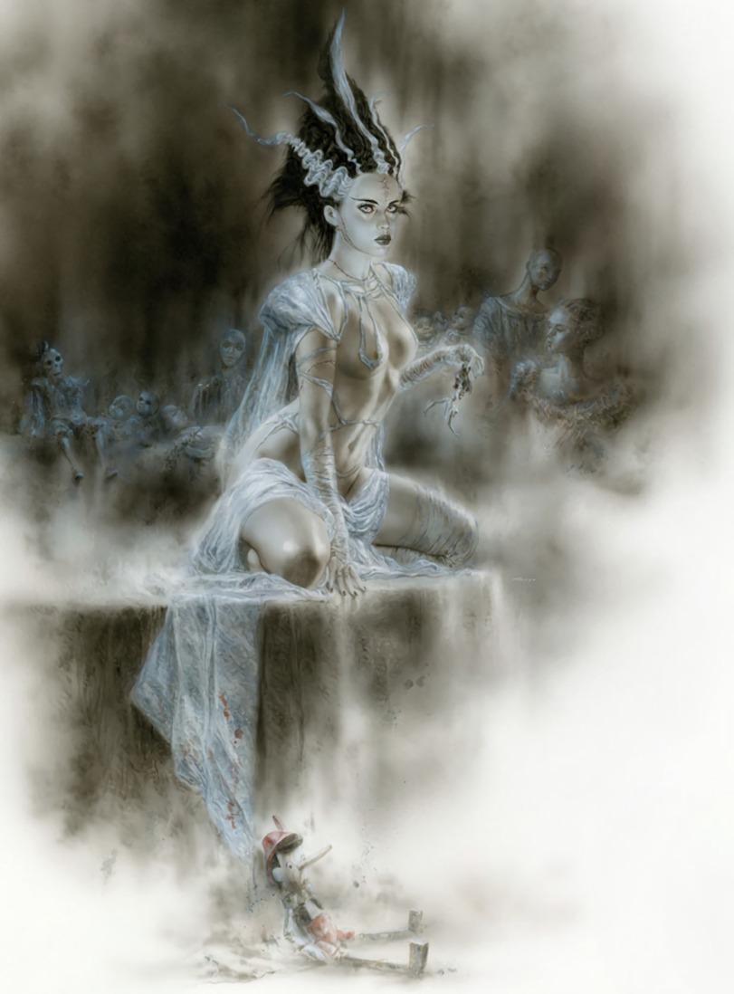 Мрачное эро,Мрачные картинки,art,арт,Luis Royo,artist,Невеста Франкенштейна,Пиноккио,Bride of Frankenstein