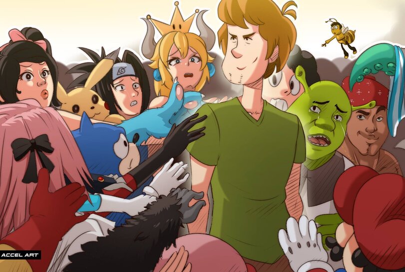 AccelArt,artist,crossover,Shaggy,Shaggy Rogers, Шегги,Scooby-Doo,Скуби-Ду,Мультфильмы,Мультсериалы, Cartoons,Shrek,DreamWorks,Bee Movie,Ricardo Milos,gachimuchi,Mario,Игры,Sasuke Uchiha,Саске Учиха,Naruto,Наруто, Naruto Shippuuden,Anime,Аниме,фэндомы,Astolfo,Fate/Apocrypha,Fate (series),Fate