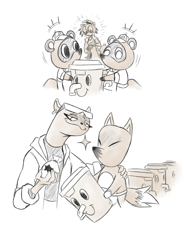 Animal Crossing,Игры,Michiru Kagemori,Brand New Animal,Anime,Аниме,фэндомы,Marie Itami,Timmy Nook,Tommy Nook,Redd (Animal Crossing),crossover,Anime Unsorted
