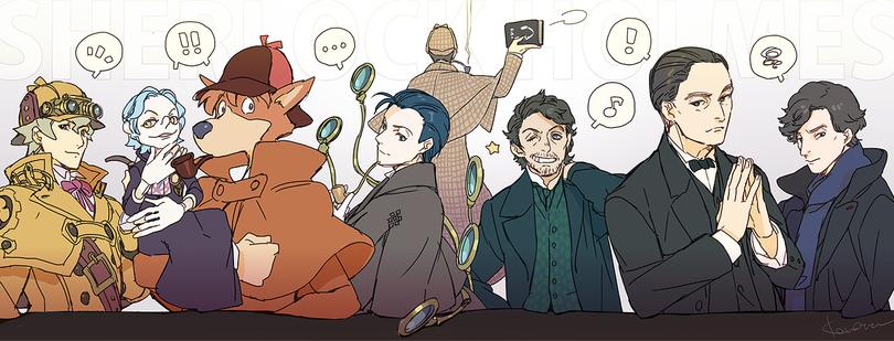 Anime,Аниме,шерлок холмс,кроссовер,шерлоки,dai gyakuten saiban,Fate/Grand Order,Fate Grand Order, FGO,Fate (series),Fate (srs),gyakuten saiban,Meitantei Holmes,sherlock (bbc),sherlock holmes (1984 tv series),sherlock holmes (movie),Benedict Cumberbatch,jeremy brett,Robert Downey Jr.,sherlock