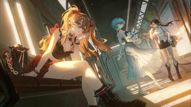 ﻿ Mit»,Anime,Аниме,фэндомы,Evangelion,Евангелион, Neon Genesis Evangelion, EVA,Asuka Langley,Аска, Asuka, Asuka Langley Soryu, Аска Лэнгли Сорью,ayanami rei,Mari Makinami,artist,rainygo,Anime Unsorted