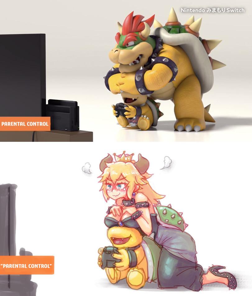Bowser,Марио,Игры,Bowsette,Super Crown,Super Crown,Игровая эротика,Mario Ero,Bowser Jr.