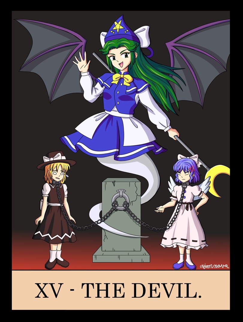 ﻿XV - THE DEVIL.,Cirno,Сырно,Touhou Project,Touhou, Тохо,Anime,Аниме,фэндомы,Usami Sumireko,Hakurei Reimu,Haniyasushin Keiki,Toyosatomimi no Miko,Kochiya Sanae,Sanae Kochiya,Hata no Kokoro,Komeiji Koishi,Koishi Komeiji,sariel,Konpaku Youmu,Youmu Konpaku, Konpaku Youmu (ghost),Kaenbyou Rin,Rin