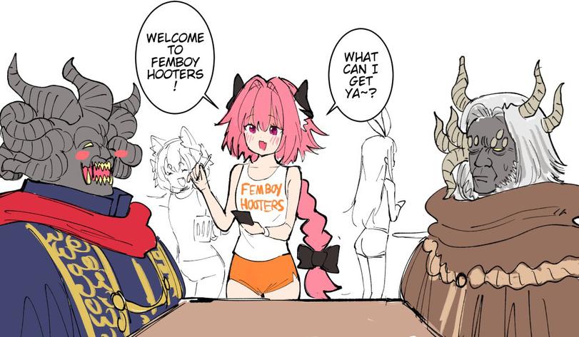 Femboy Hooters,Elden Ring,Игры,crossover,Felix Argyle,Re Zero Kara Hajimeru Isekai Seikatsu,Re:Zero - Starting Life in Another World,Anime,Аниме,фэндомы,Astolfo,Fate/Apocrypha,Fate (series),Fate (srs),Hideri Kanzaki,Blend S,Lord of Blood Mohg,Morgott the Omen King,mohg lord of blood,Anime Unsorted