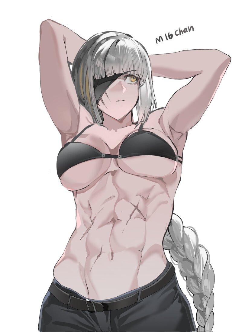 Girls Frontline,Anime,Аниме,фэндомы,M16A1 (Girls Frontline),Rifle, Caliber 5.56 mm, M16,Female muscle art,Женские мускулы,разное,Fit Girl,Rectus Abdominis (FM),yongsadragon,artist,Anime Unsorted