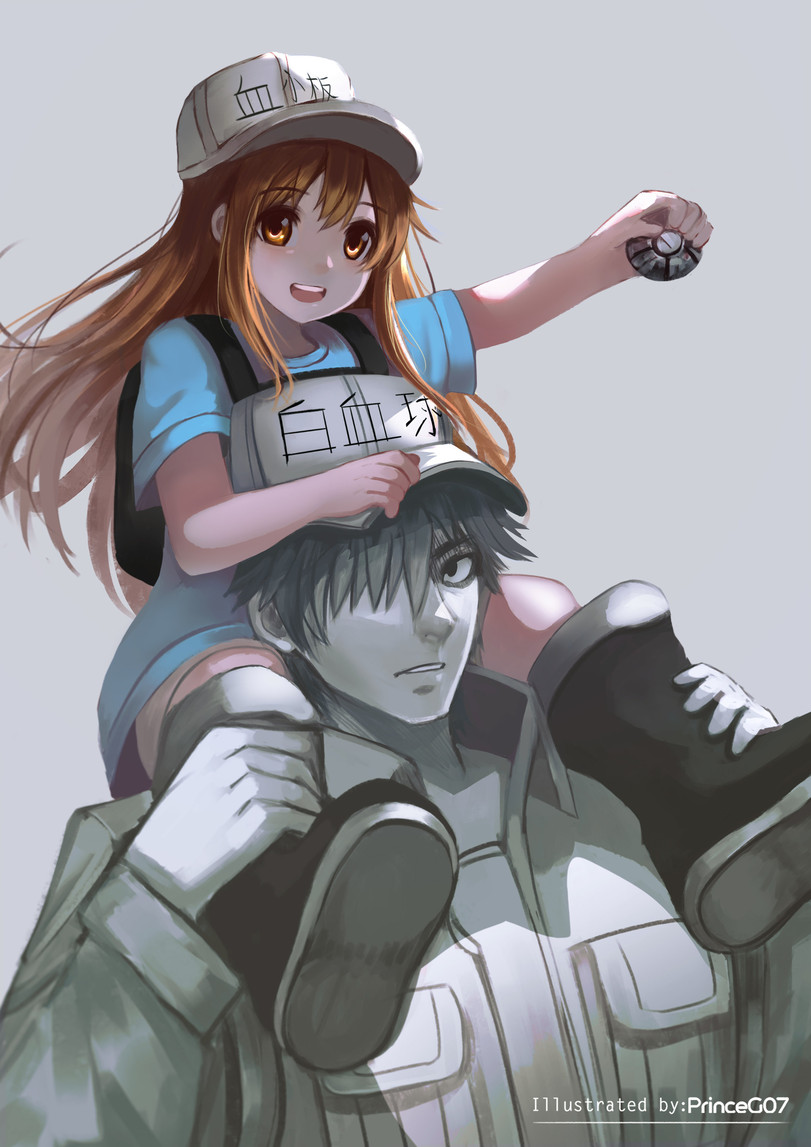 Hataraku Saibou,Anime,Аниме,PrinceG07,Anime Artist,Аниме арт, Аниме-арт,White Blood Cell (Hataraku Saibou),Лейкоцит U-1146, Hakkekkyuu U-1146,Platelet (Hataraku Saibou),Тромбоцит, Kesshouban,Hataraku Saibou,Anime,fandoms,PrinceG07,Anime Art,white blood cell (hataraku saibou),platelet (hataraku