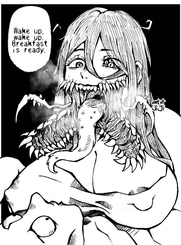 ﻿Wake up, wake up. 8reakfast is ready.,Jiji Chan,ArtOfJiji,artist,Monster Girl,Monster Musume, Mamono Musume, monmusu,арт барышня,арт девушка, art барышня, art girl,art,арт