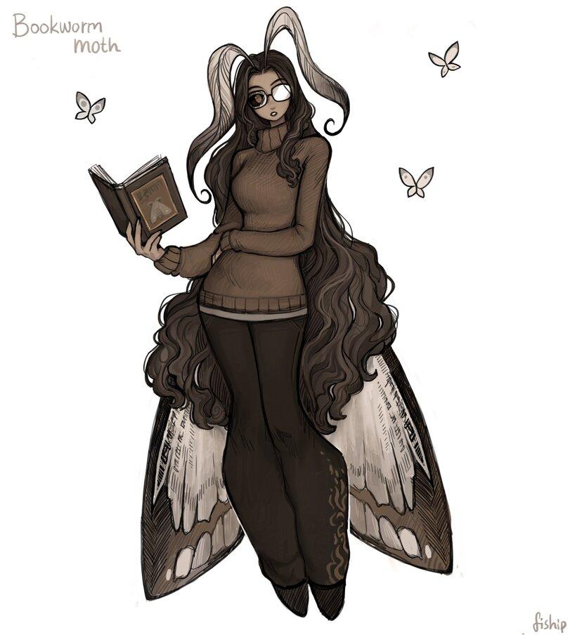 ﻿J^ookworm motu.,Matilda Fiship,artist,Monster Girl,Monster Musume, Mamono Musume, monmusu,арт барышня,арт девушка, art барышня, art girl,art,арт,Moth Girl,Insect Girl
