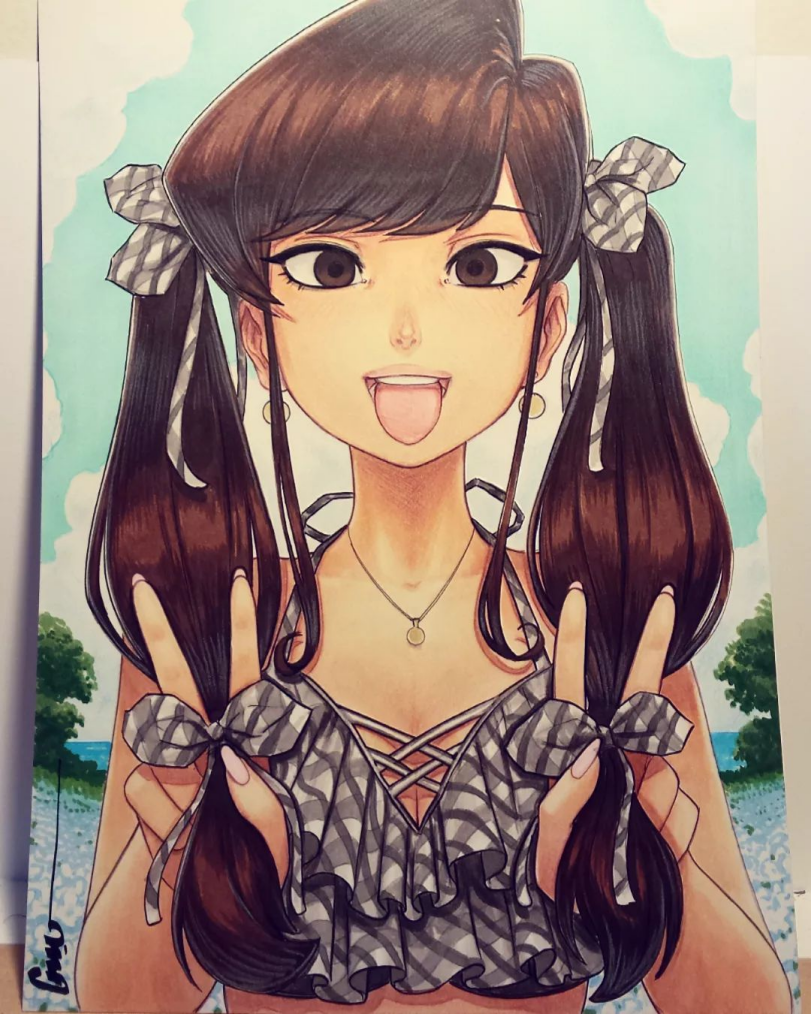 Omar Dogan,artist,Komi-san wa Comyushou desu,У Коми проблемы с общением,Anime,Аниме,фэндомы,Komi Shouko,Shouko Komi,Anime Ero Swim,Anime Ero,Взрослые Няшки,peace sign pose,art девушка,art,арт,удалённое,Omar Dogan,artist,Komi-san wa Comyushou desu,Anime,fandoms,komi shouko,Shouko Komi,Anime Adult