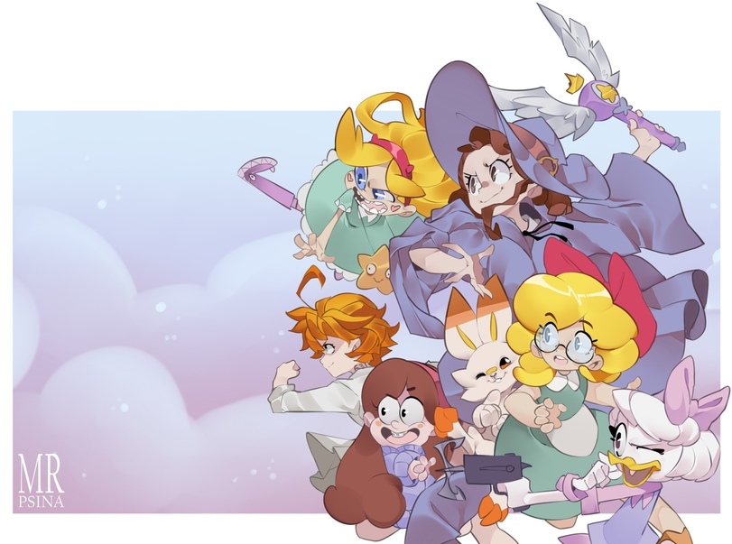 Psina,artist,Akko Kagari,Atsuko Kagari, Ацуко Кагари,Little Witch Academia,Академия ведьмочек,Anime,Аниме,Mabel Pines,GF Персонажи,Gravity Falls,фэндомы,Star Butterfly,svtfoe characters,Star vs the forces of evil,Star vs. the Forces of Evil, Star vs Force of Evil,Emma (The Promised Neverland),The