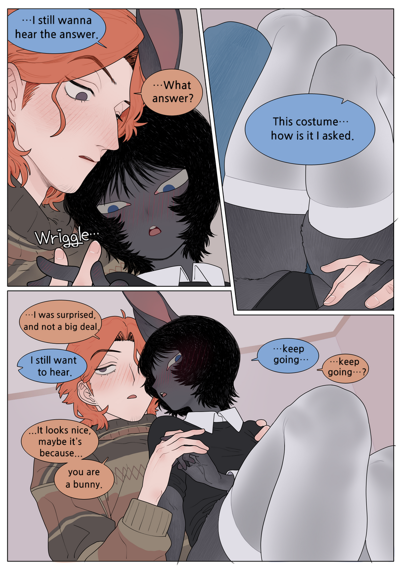 ﻿•••I still wanna hear the answer ■What answer? This costume how is it I asked ■■■I was surprised/ and not a big deal •keep going- I still want to hear. "keep going--- It looks nice, maybe it’s because... . / f you are \ a bunny. J,SPARROWL,isb9898,artist,комикс,без