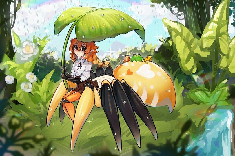 Spider Girl,Monster Girl,Monster Musume, Mamono Musume, monmusu,арт барышня,арт девушка, art барышня, art girl,art,арт,SpiderKaiku,рыжие,Kaiku Spiderbutten
