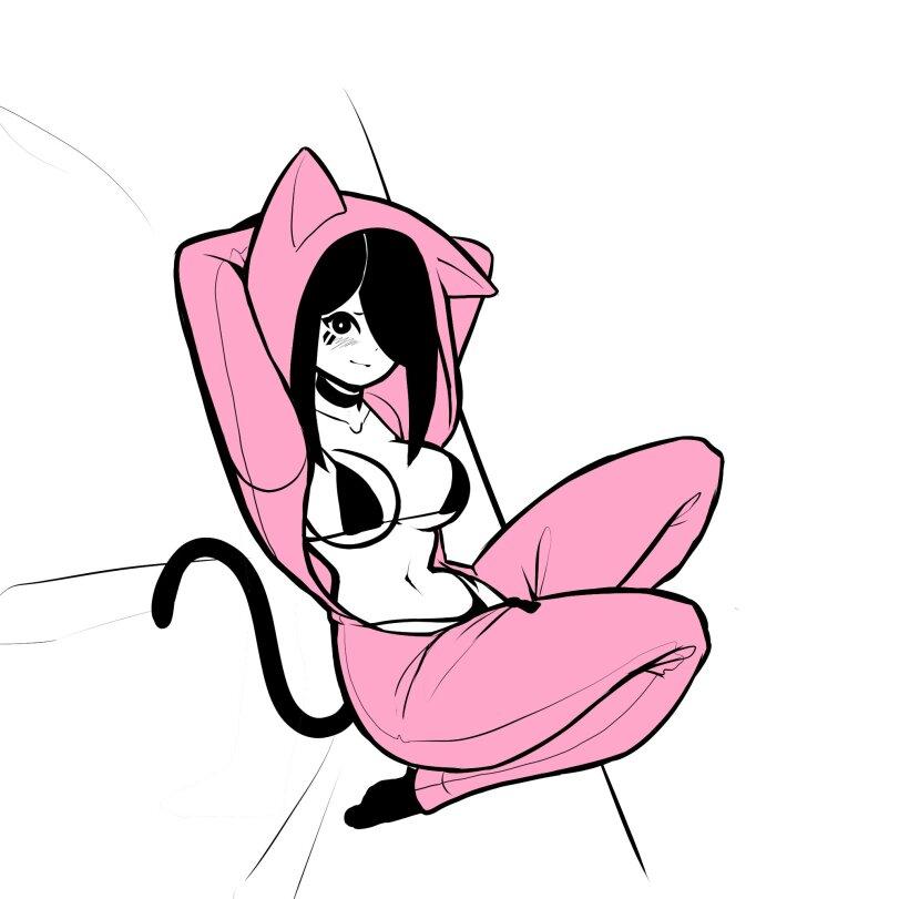 Tekona,Cat Girl,Monster Girl,Monster Musume, Mamono Musume, monmusu,арт барышня,арт девушка, art барышня, art girl,art,арт,девушка с ушками,пижама