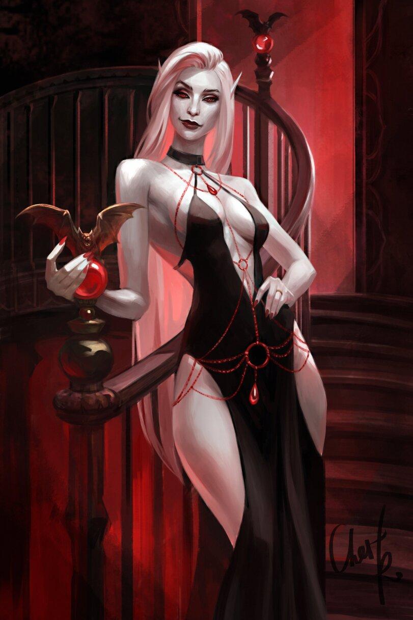 Vampire Girl,Monster Girl,Monster Musume, Mamono Musume, monmusu,art барышня,art,арт,fantasy art,Декольте,CherRo_Art,,,Fantasy race,Monster Girl,art girl,art,fantasy,CherRo_Art