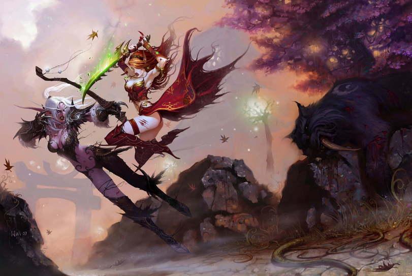 Wei Wang,Blood elf,Warcraft Расы,Warcraft,Варкрафт,Blizzard,Blizzard Entertainment, Близзард,фэндомы,Night elf,art,арт,Кликабельно,удалённое