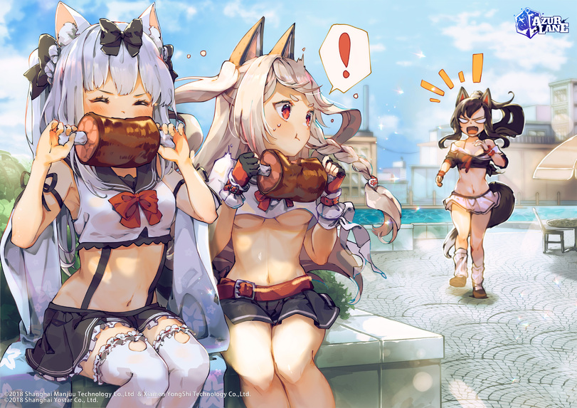 Yuudachi (Azur Lane),Yuudachi (Bilan Hangxian),Azur Lane,Bilan Hangxian, 碧蓝航线, アズールレーン,Anime,Аниме,Yukikaze (Azur Lane),nachoz (natsukichann),Shigure (Azur Lane),Animal Ears (Anime),Kemonomimi, Девушки с ушками, Anime Ears,yuudachi (azur lane),azurlane,Anime,fandoms,yukikaze (azur lane),nachoz