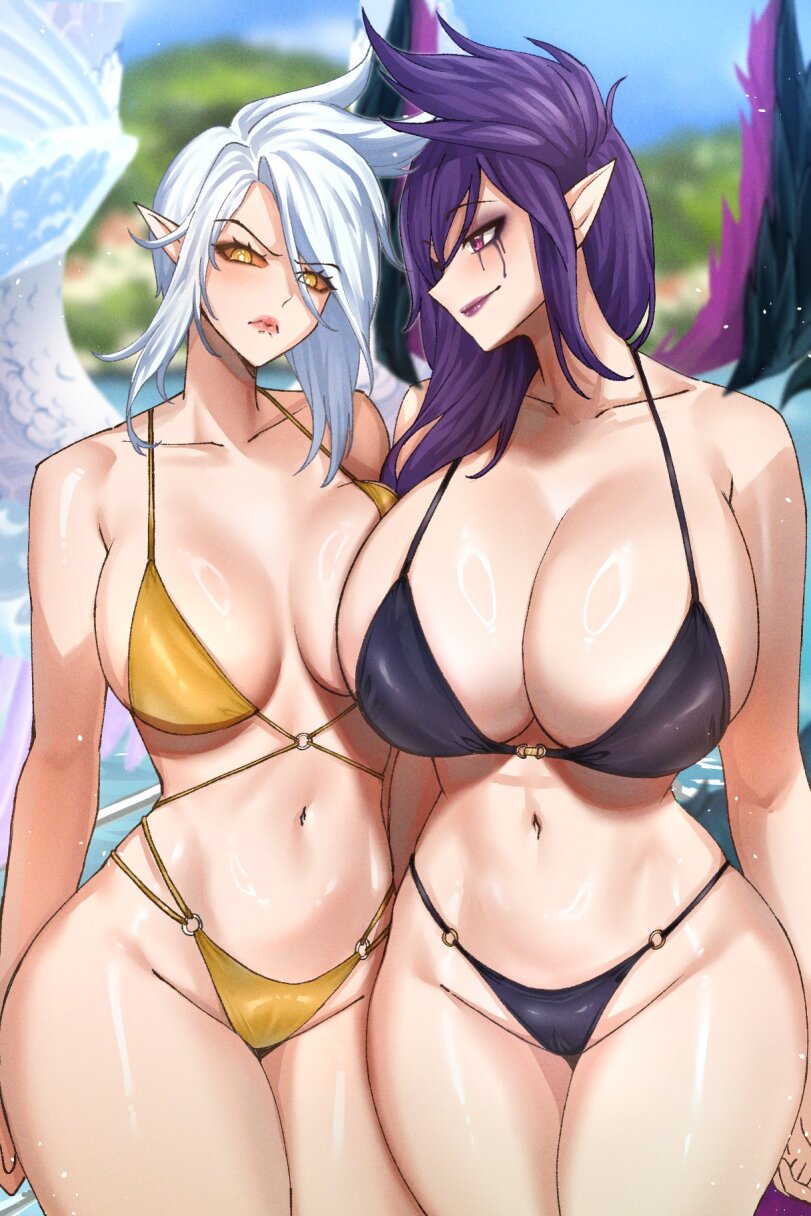 ﻿ m i i . 1 &,breast envy,Ryuukusnpaiart,Kayle,Кейл,League of Legends,Лига Легенд,фэндомы,Morgana,Моргана,LoL Ero,large breasts,Сопряжение сисек